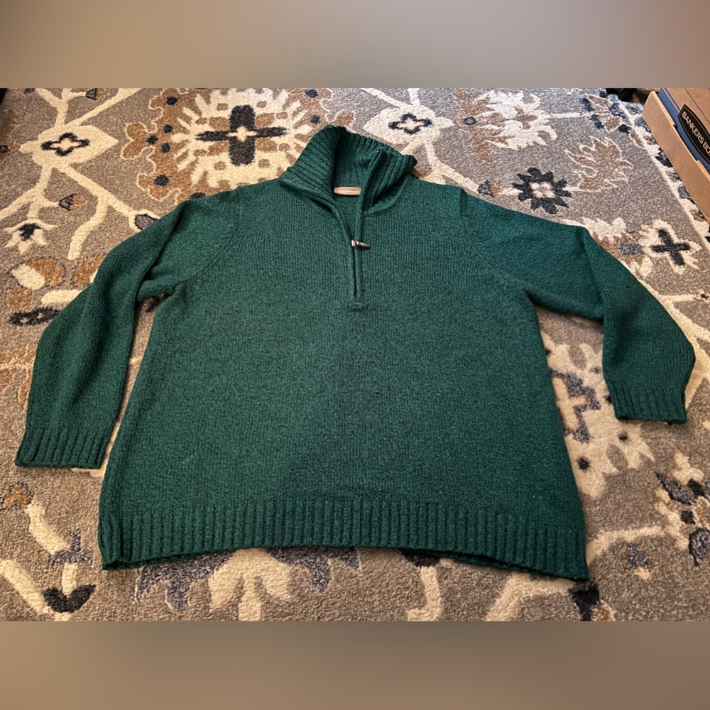 Dark Green 1/4 Zip Knit Sweater